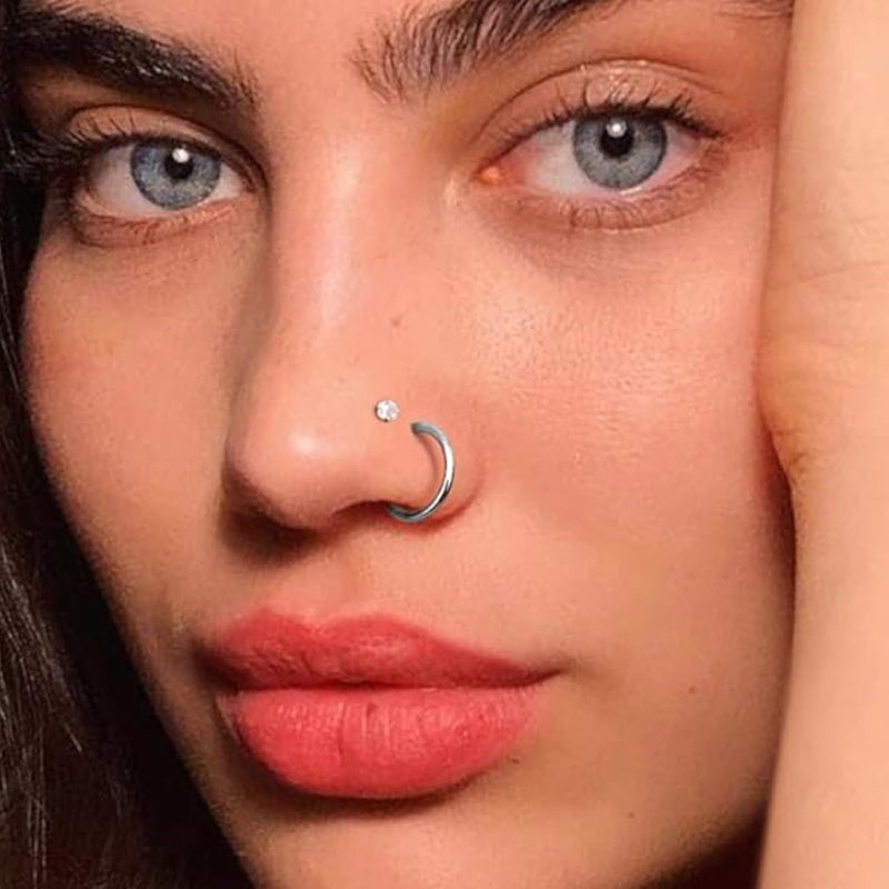 Incaton 20G Stainless Steel Nose Rings for Women Nose Rings Hoops L Shaped Nose Studs Screw Nose Piercing Jewelry for Women Men Silver Rose Gold Black Rainbow - Image 4